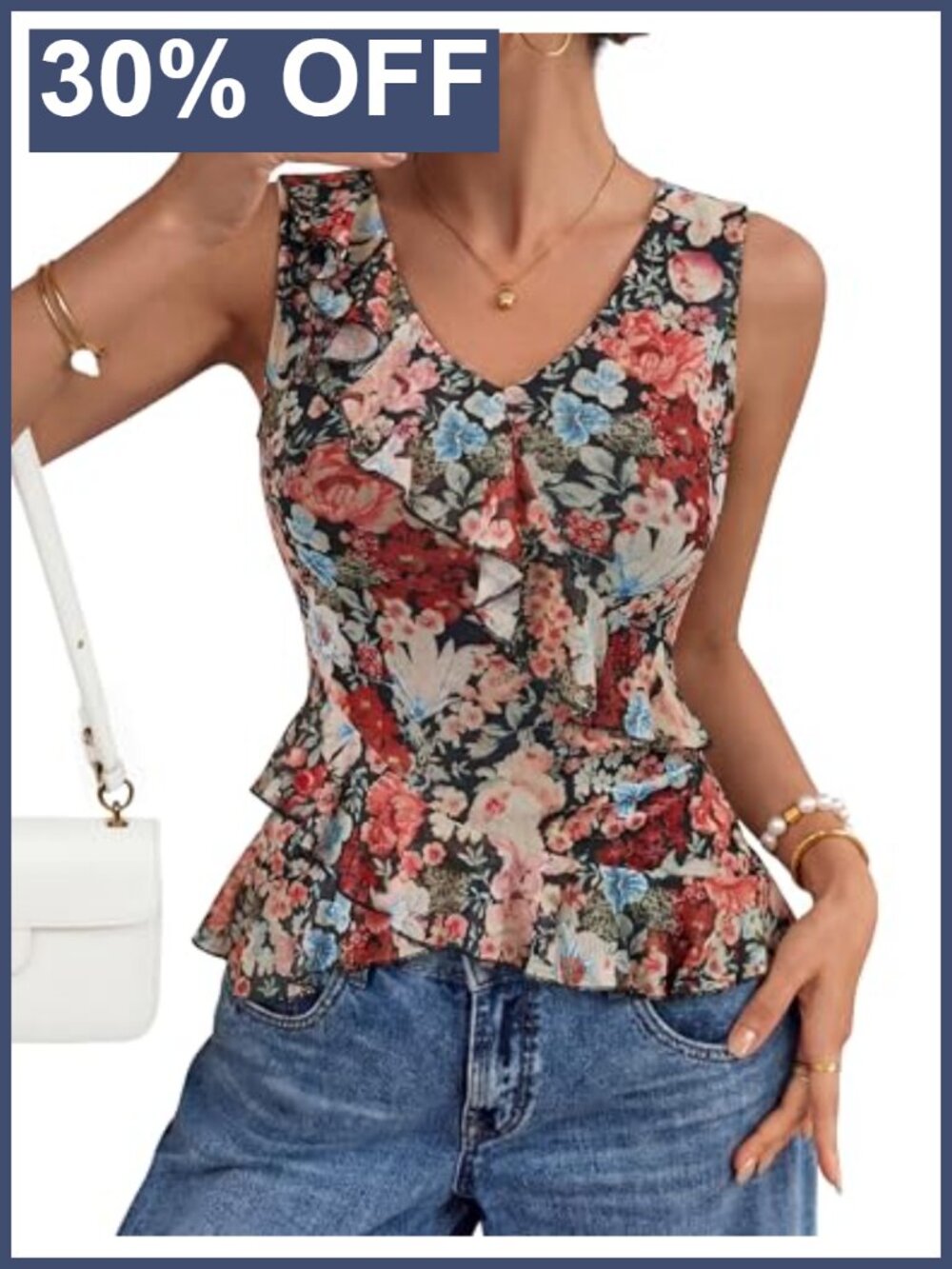 Sleeveless V Neck Floral Mesh Top Y2K Summer Blouse